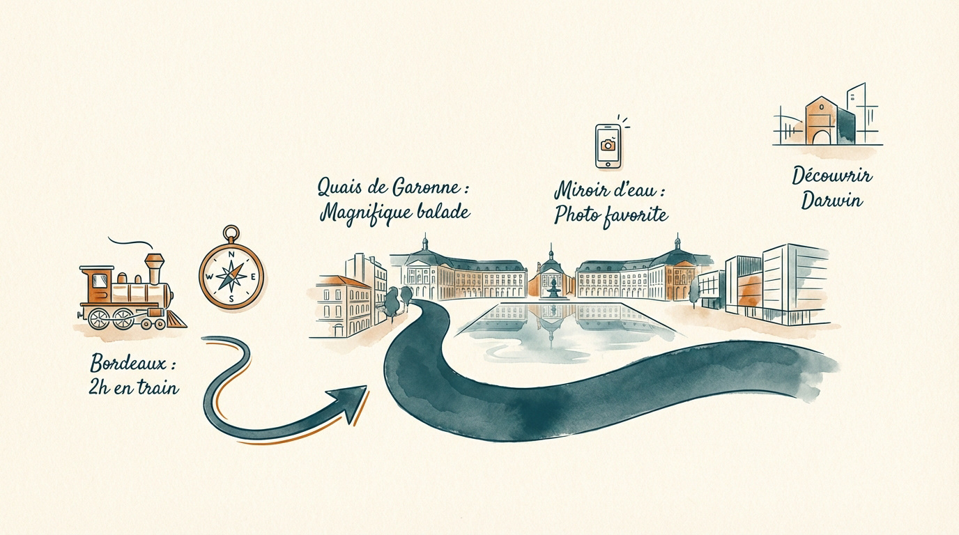 Vue des quais de Bordeaux et du miroir d'eau face à la place de la Bourse