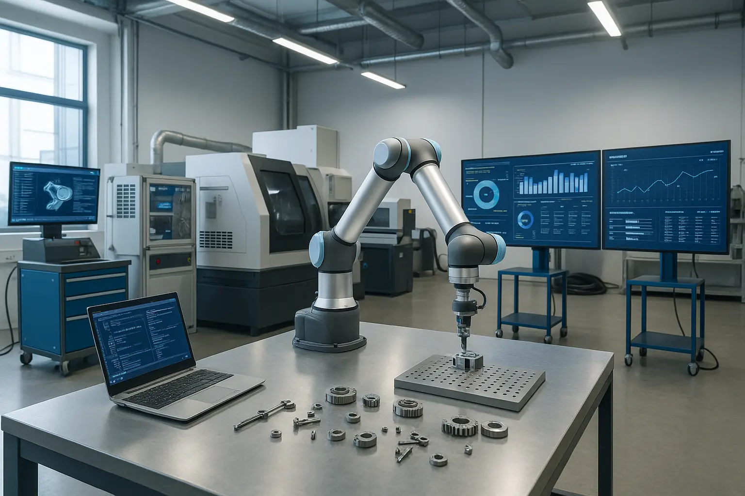 Usine intelligente moderne intégrant des technologies IoT et d'analyse de données en chaudronnerie
