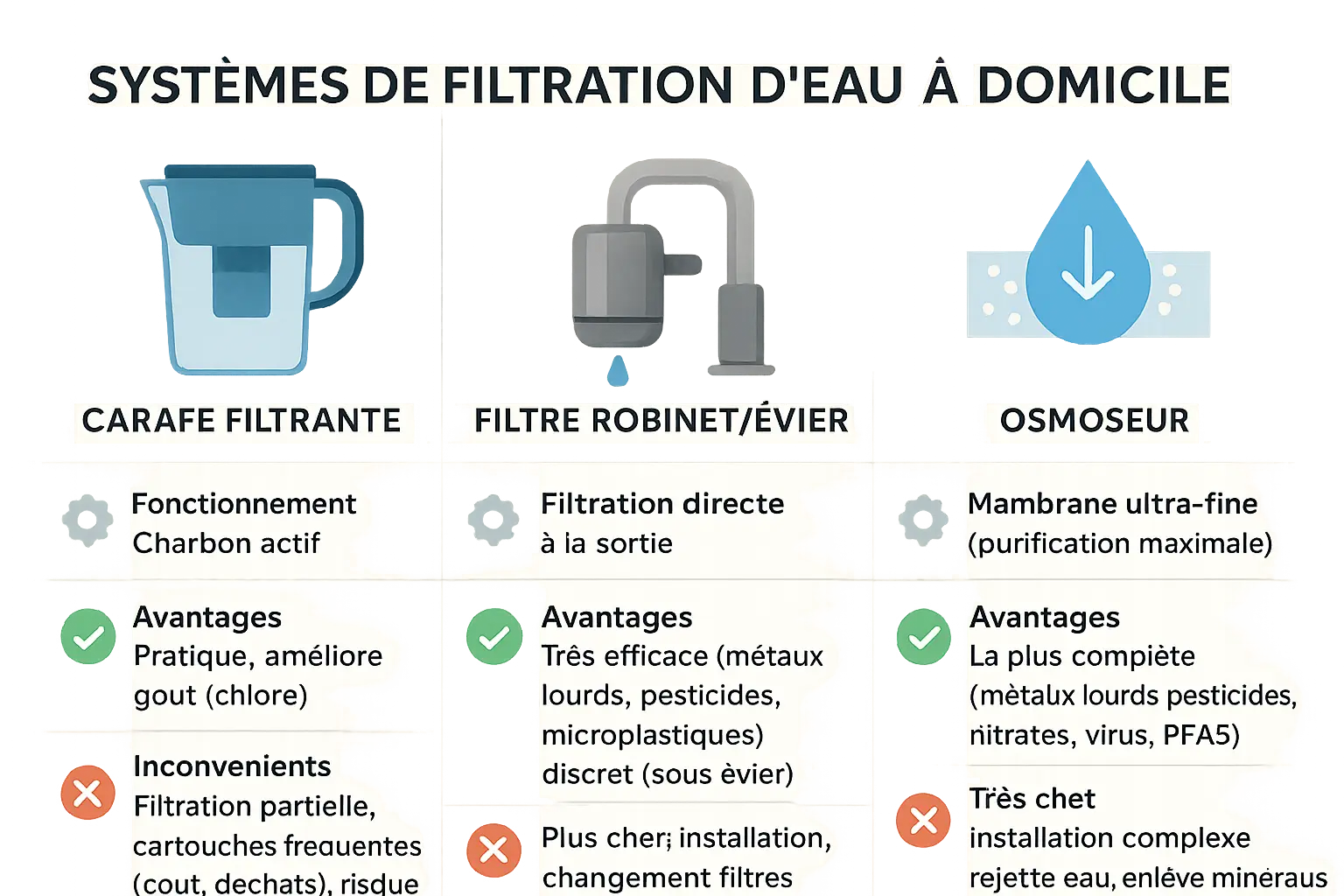 Systèmes de filtration de l'eau à domicile