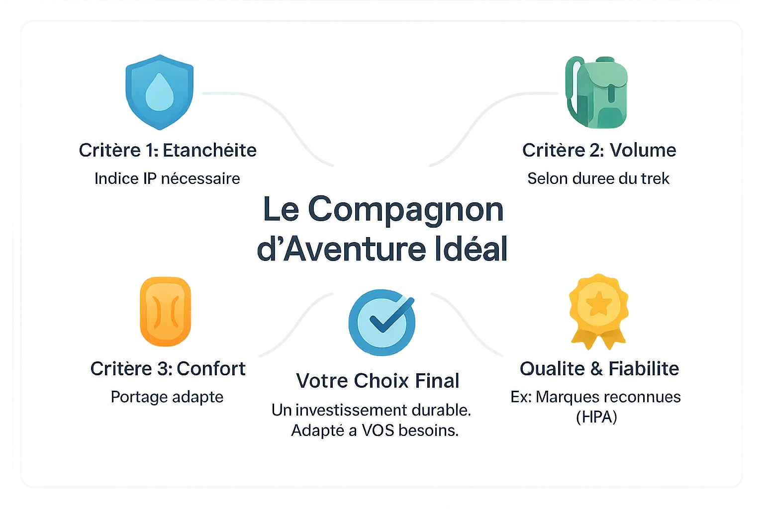 Infographie sur le choix d'un sac à dos étanche pour le trekking