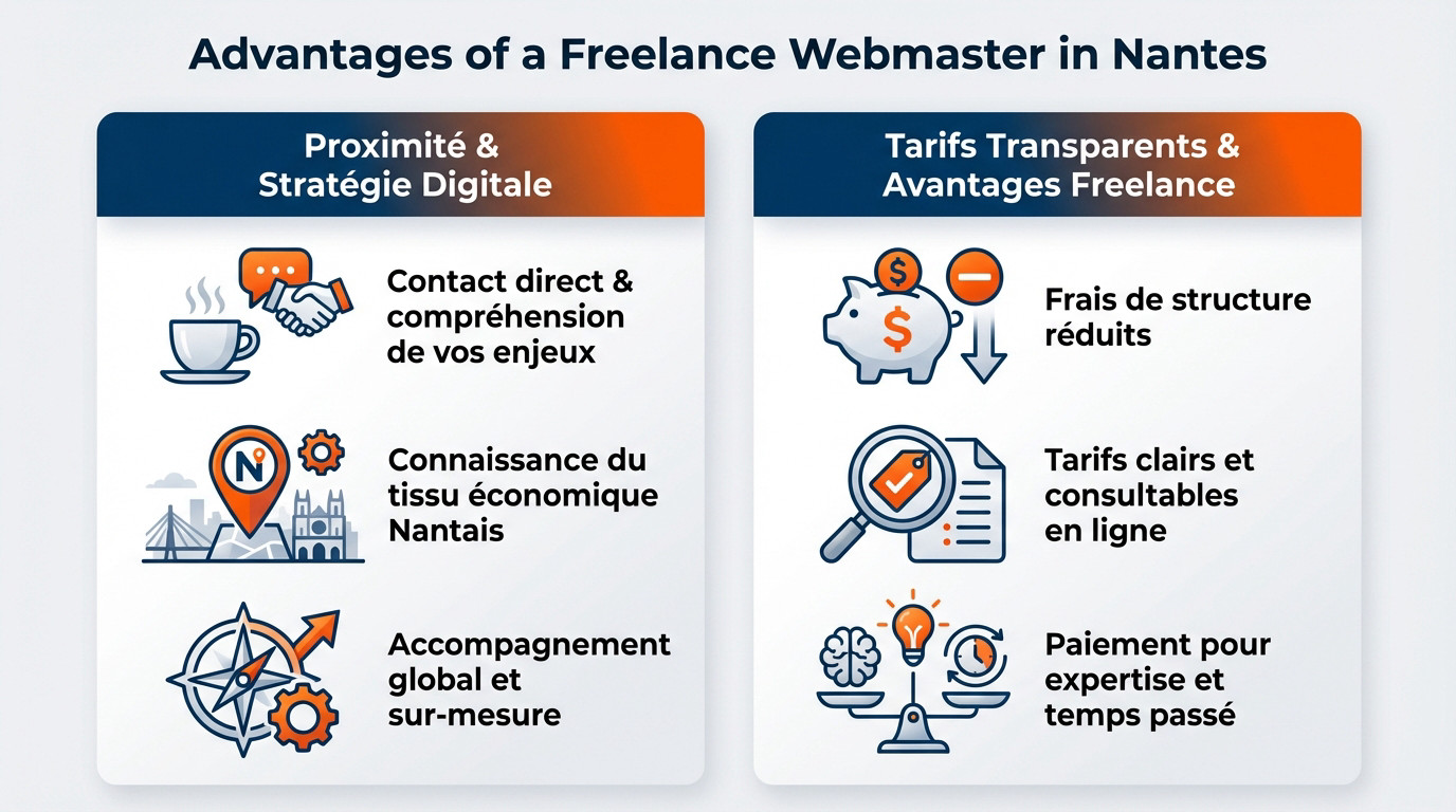 Webmaster freelance à Nantes travaillant sur un projet digital local