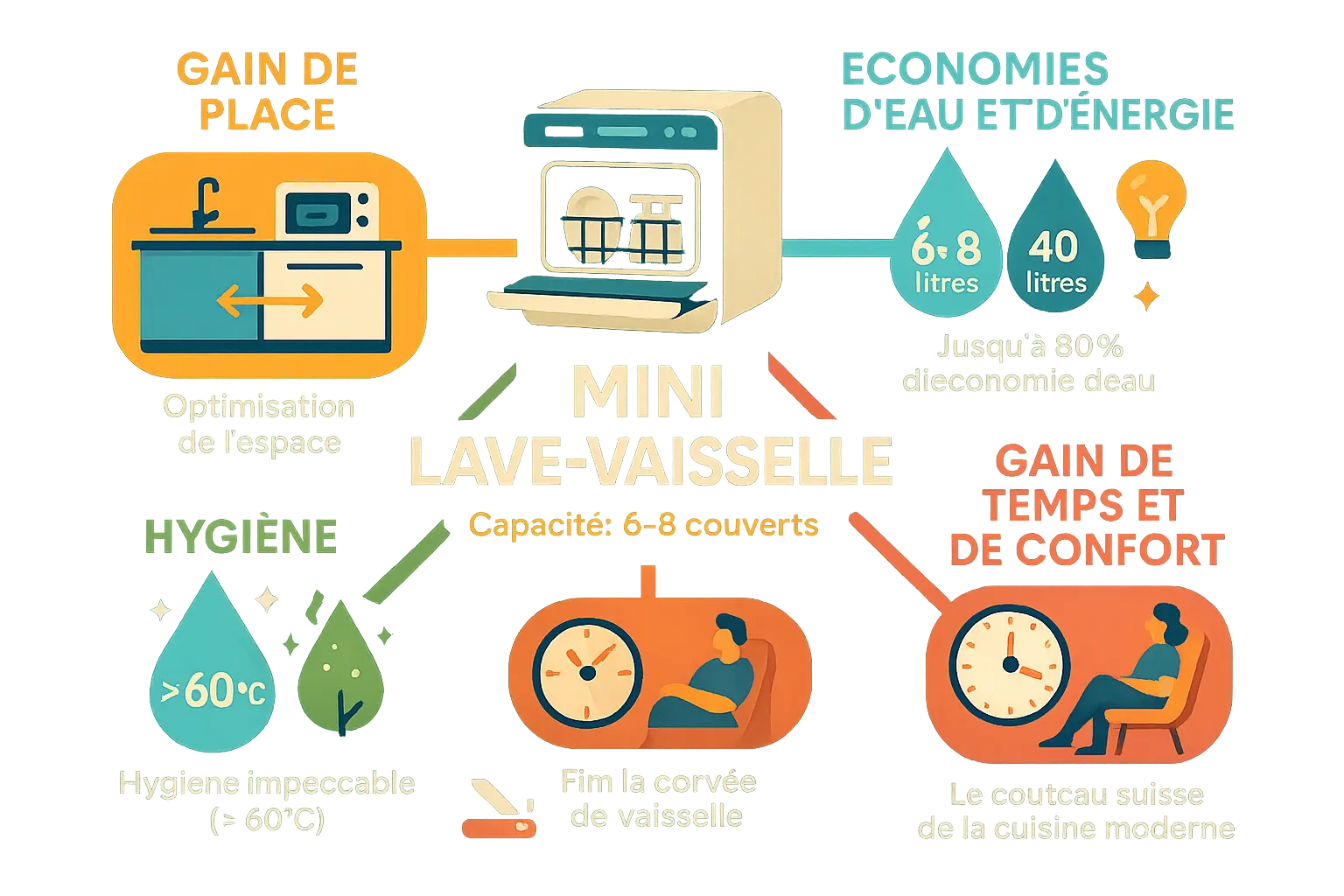 Mini lave-vaisselle dans un espace réduit