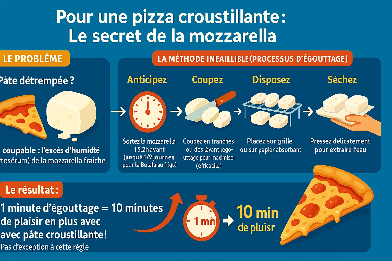 Mozzarella fraîche sur grille d'égouttage