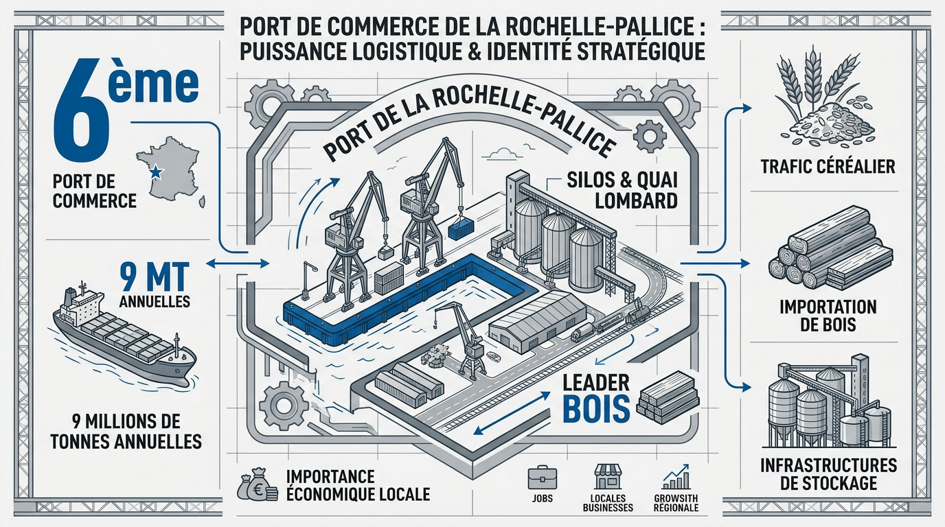 Vue aérienne des infrastructures logistiques du port de la Pallice à La Rochelle