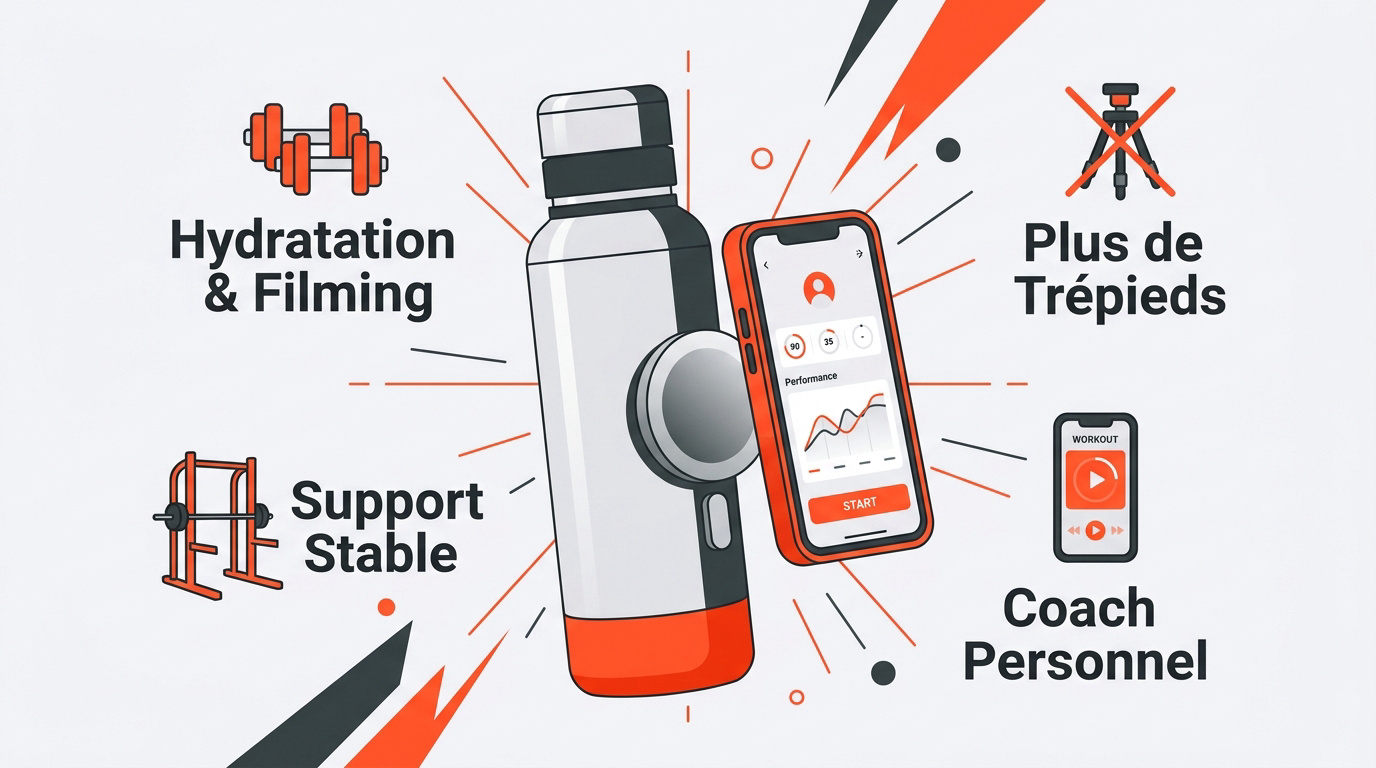 Gourde magnétique isotherme support téléphone