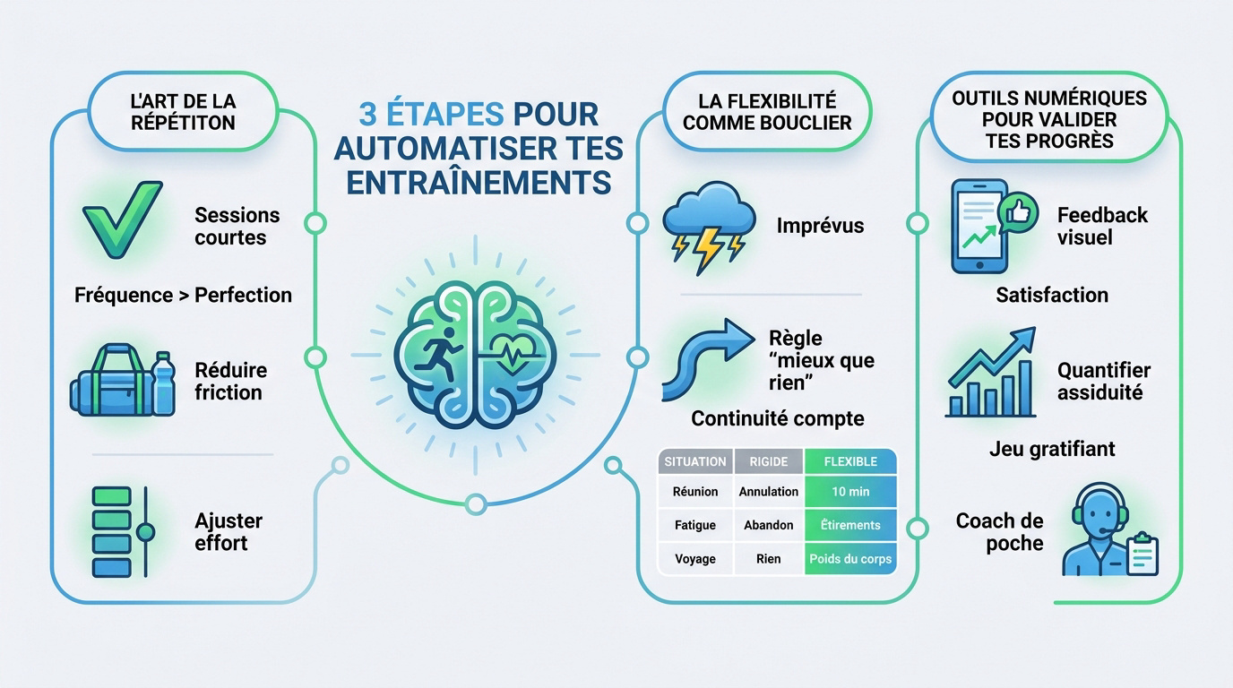 Méthode en trois étapes pour ancrer une routine sportive durable