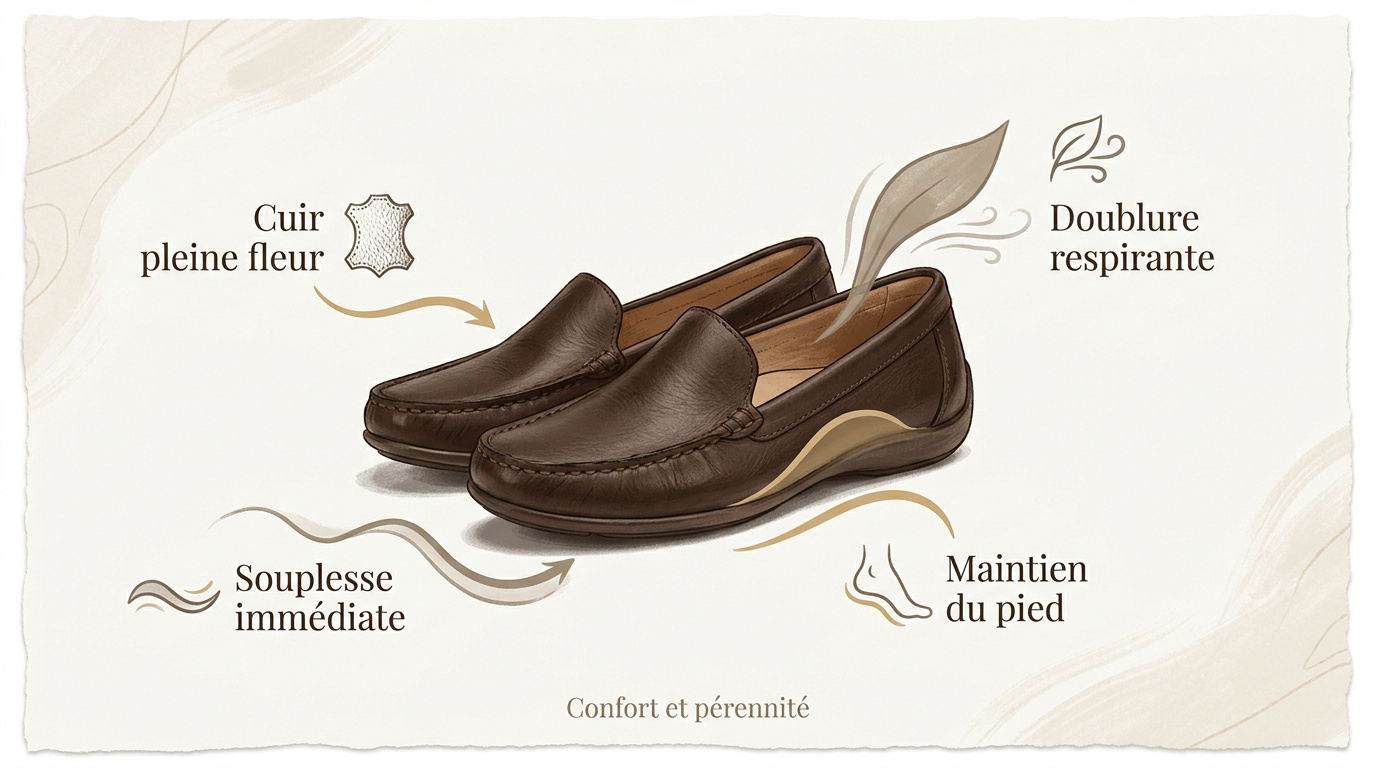 Mocassins femme cuir confort