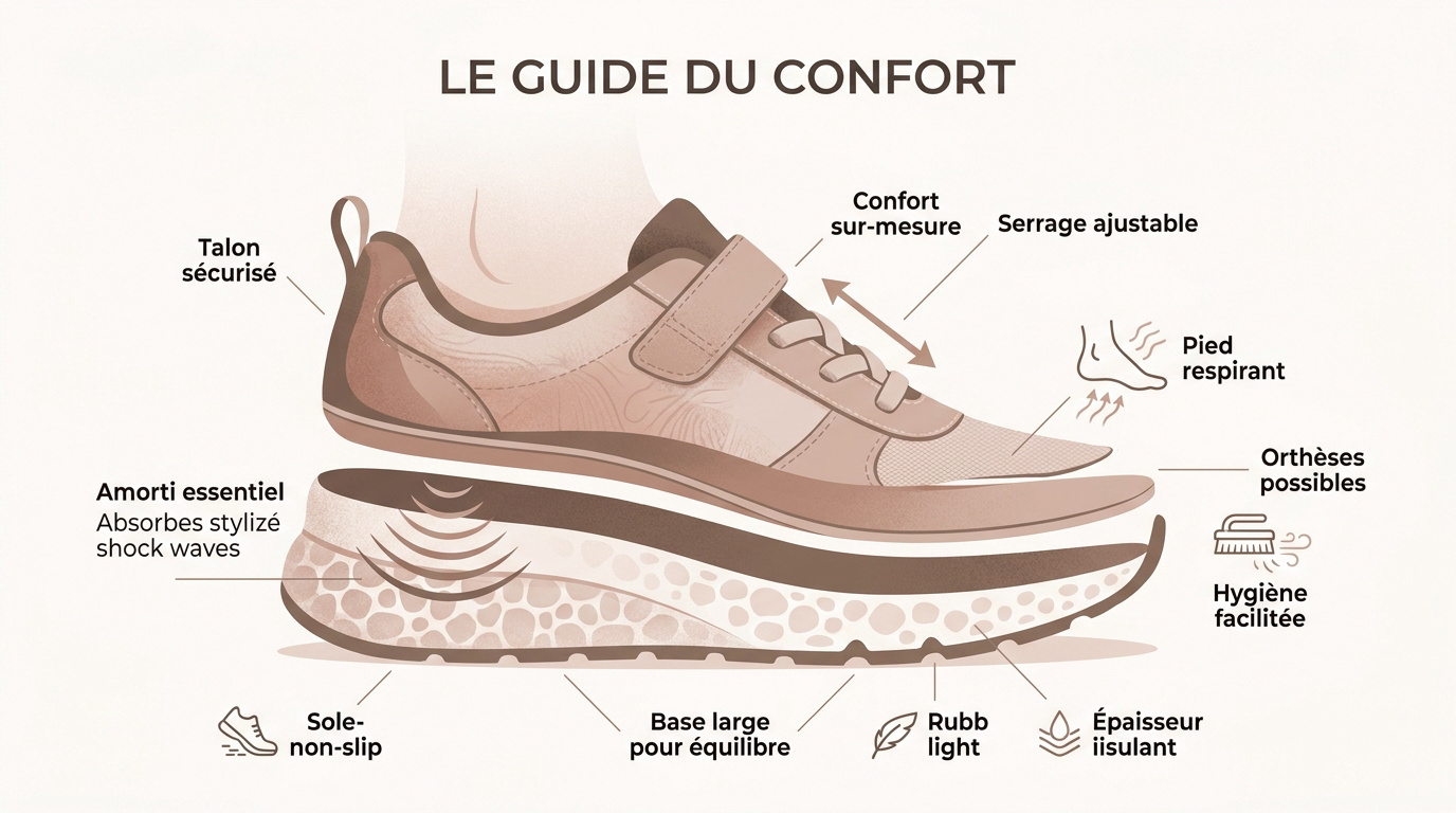 Chaussures pour pieds sensibles : douceur et maintien Critères de sélection pour des chaussures confortables et protectrices