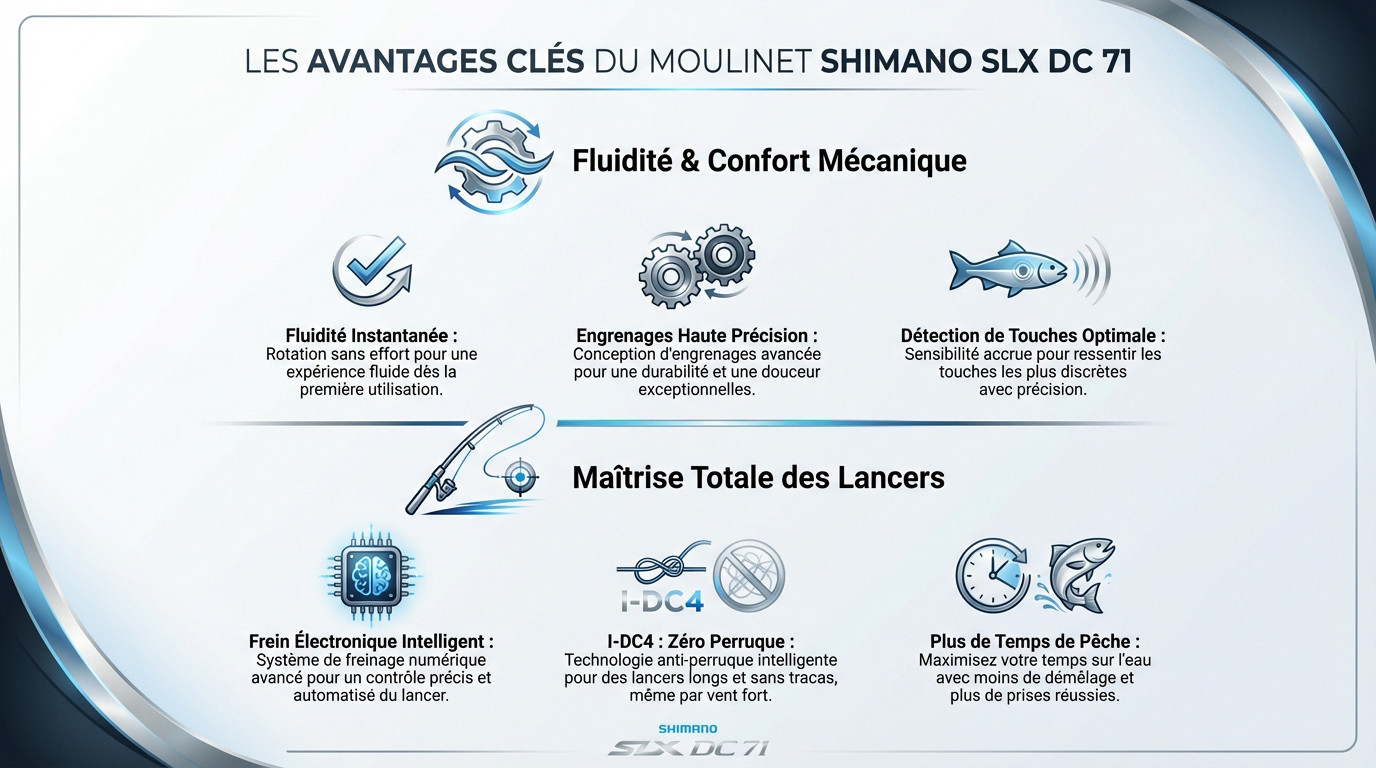 gros plan sur le système de freinage numérique du moulinet shimano slx dc 71