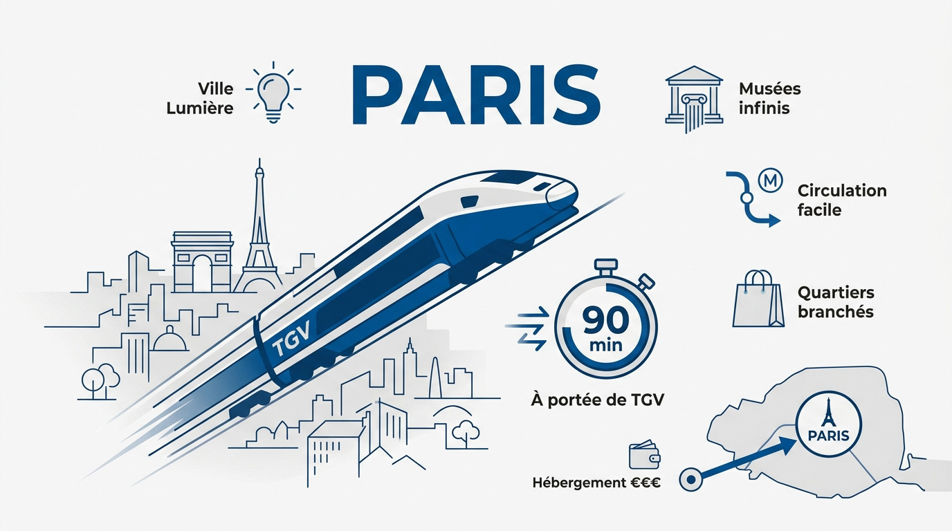 Vue de Paris accessible rapidement en TGV depuis Angers