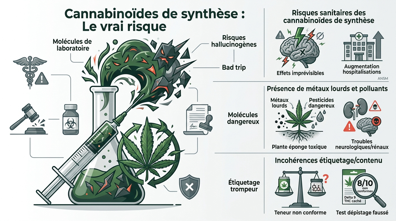 Illustration des dangers liés aux cannabinoïdes de synthèse et produits frelatés