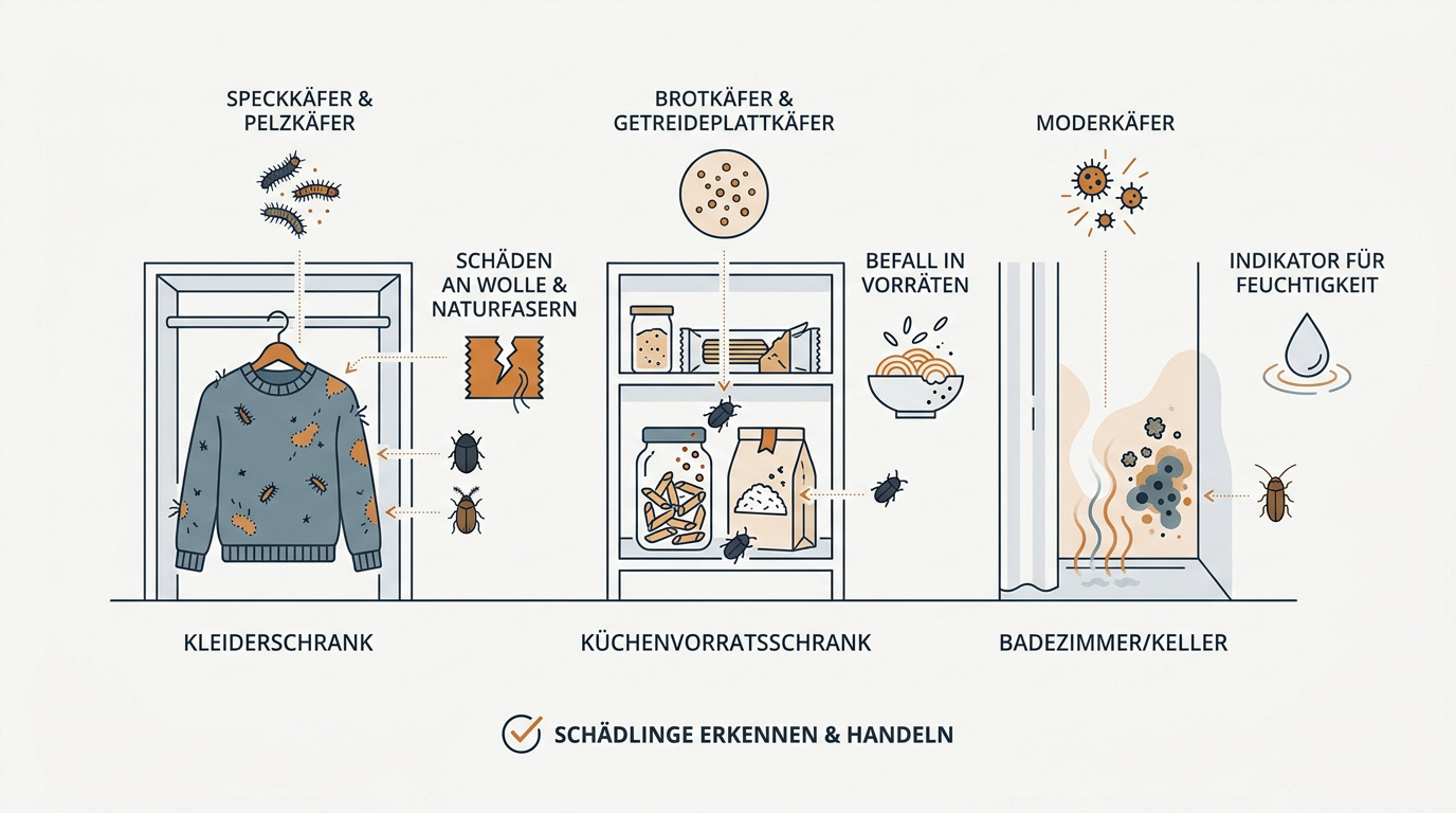 Kleine schwarze Käfer in der Wohnung identifizieren