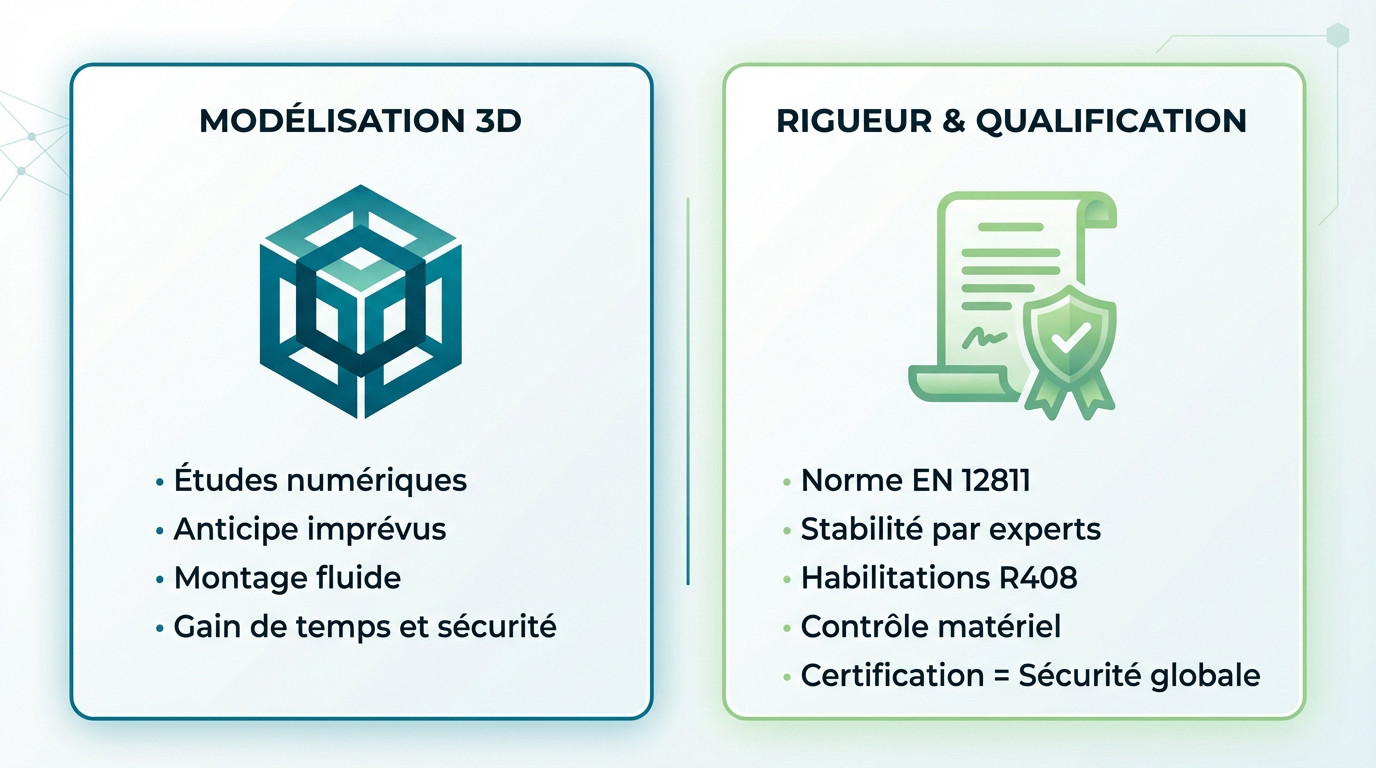Préparation arrêt technique avec modélisation 3D et respect des normes de sécurité