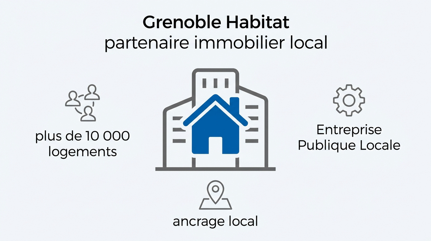 Infographie présentant les missions et l'impact de Grenoble Habitat dans la métropole iséroise