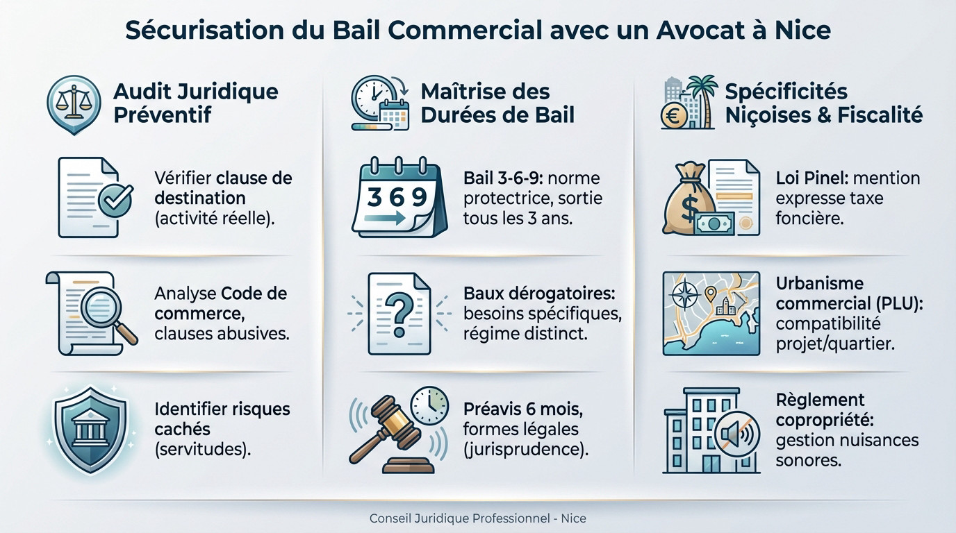 Sécurisation juridique d'un bail commercial par un avocat à Nice