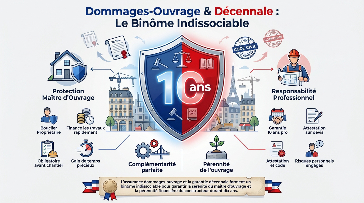 Comparaison entre l'assurance dommages-ouvrage pour le propriétaire et la garantie décennale pour le constructeur