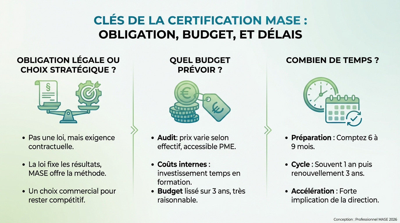 Enjeux de la certification MASE pour les décideurs PME : obligations, budget et délais