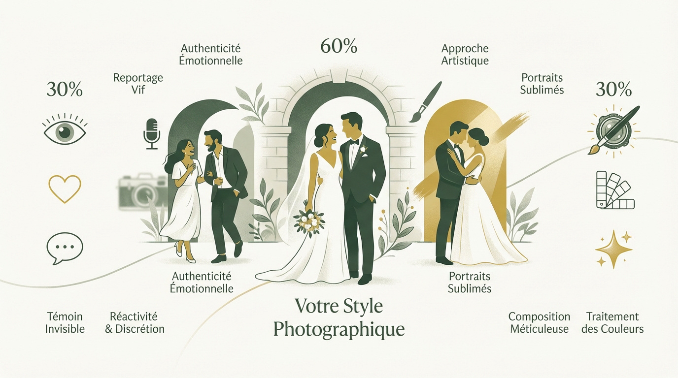 Comparaison entre le style reportage documentaire et la photographie de mariage artistique à Vendôme