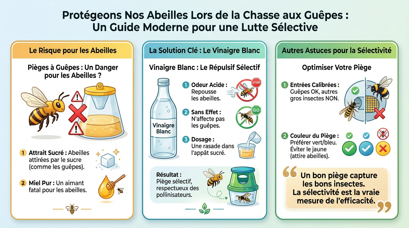 Piège à guêpes sélectif avec appât au vinaigre pour protéger les abeilles