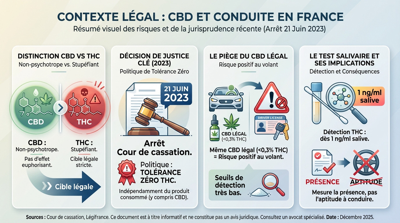 Contrôle routier et test salivaire : comprendre les risques du CBD au volant et la législation française