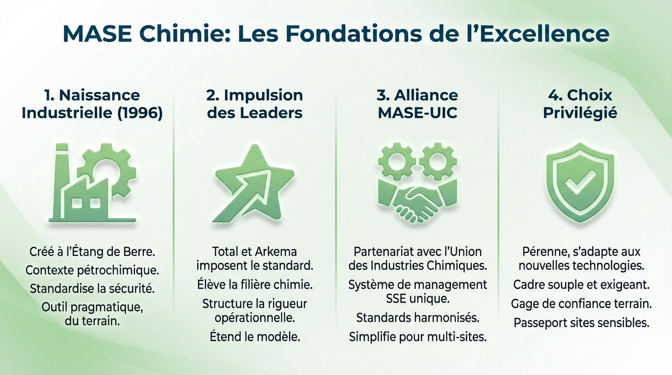 Site industriel pétrochimique illustrant l'excellence du système MASE chimie et la sécurité des procédés