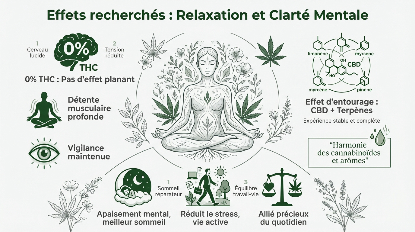 Fleurs denses de CBD OG Kush pour la relaxation et la clarté mentale sans THC