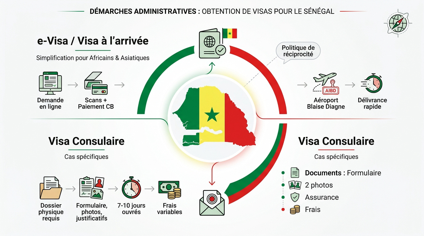 Comparaison entre le e-visa en ligne et le visa consulaire pour le Sénégal