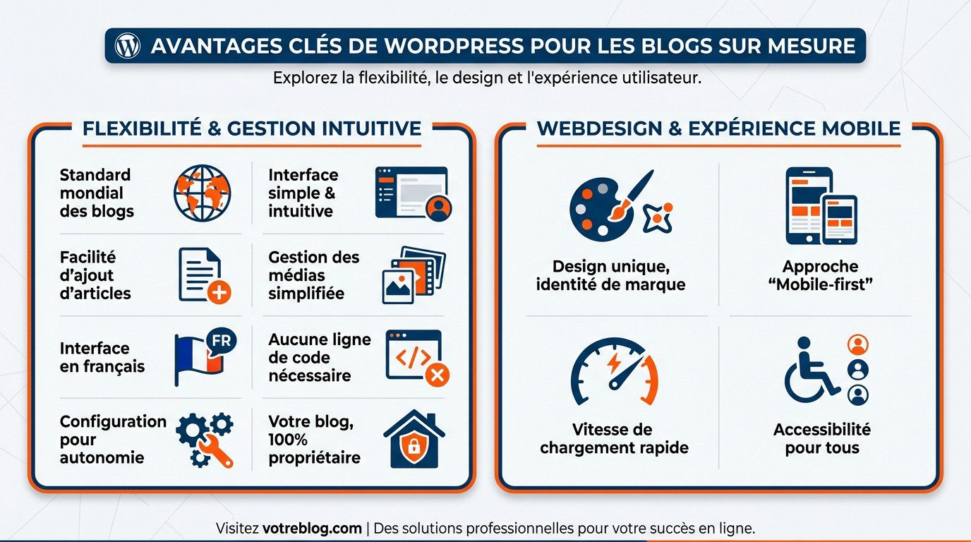 Avantages clés de WordPress pour les blogs sur mesure et interface de gestion intuitive