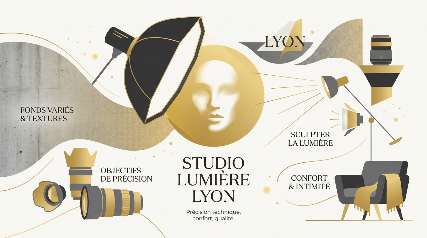 Éclairage professionnel en studio photo à Lyon pour un portrait de haute précision