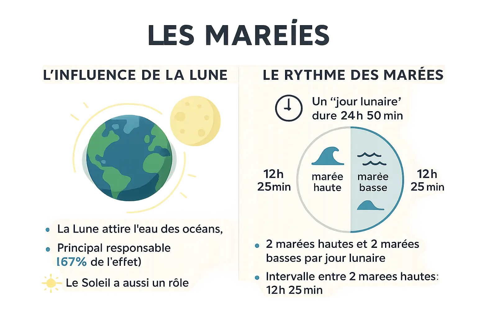 Illustration du lien entre la Lune et les marées