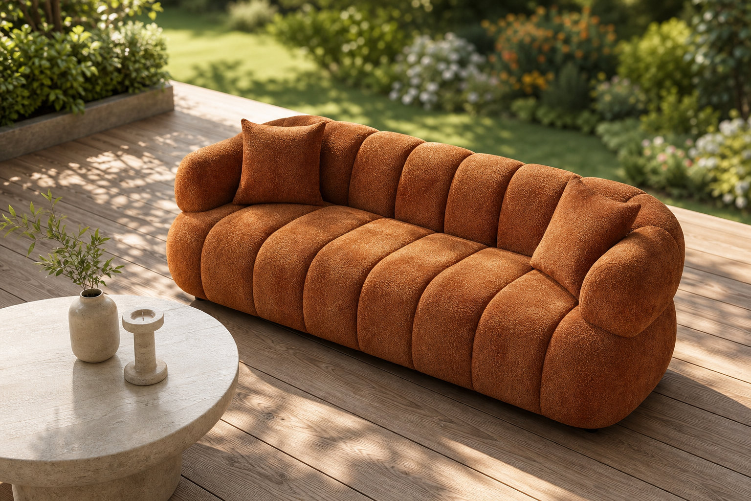 Canapé nuage COLIANI terracotta : une chaleur vibrante aux lignes généreuses