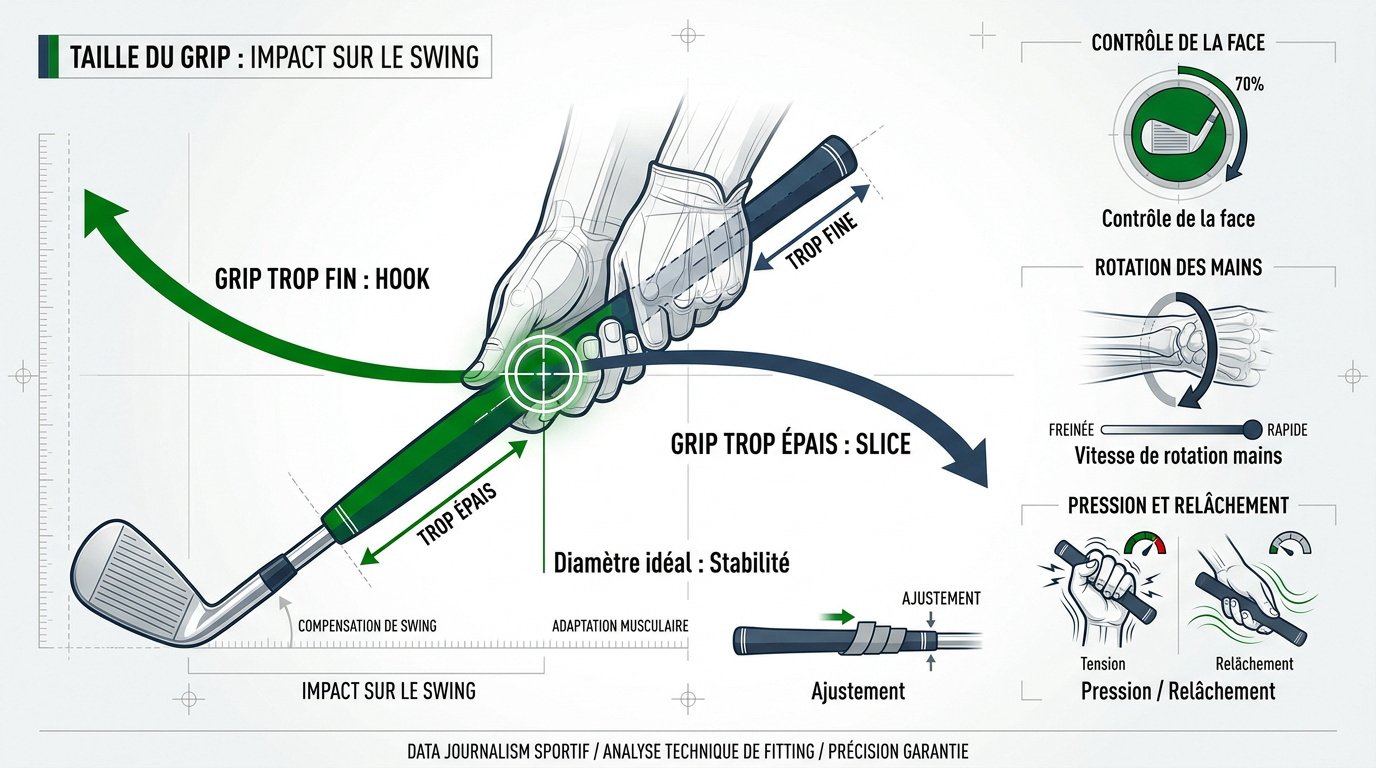 Impact de la taille du grip sur la trajectoire de balle au golf