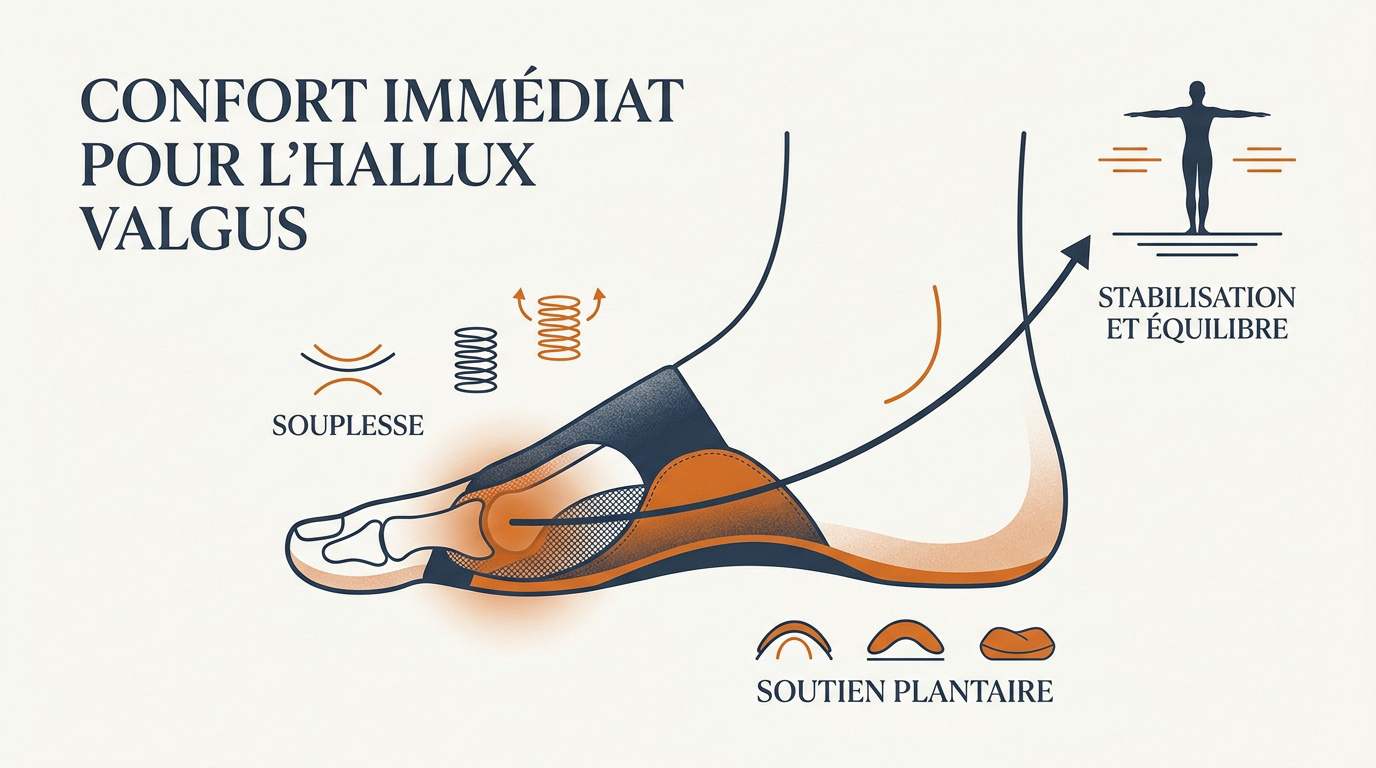 Chaussure souple et confortable pour femme souffrant d'hallux valgus