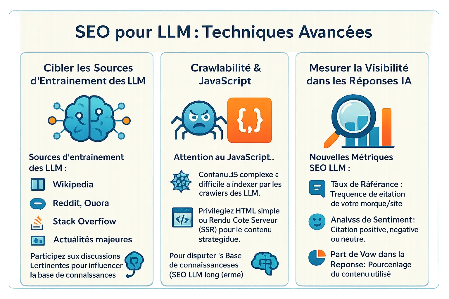 Illustration des techniques avancées pour le SEO LLM