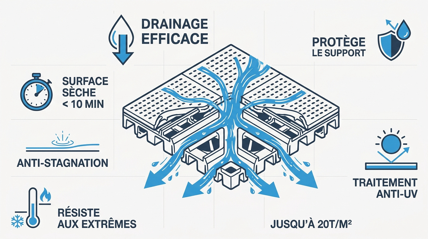 Infographie drainage et résistance dalles terrasse