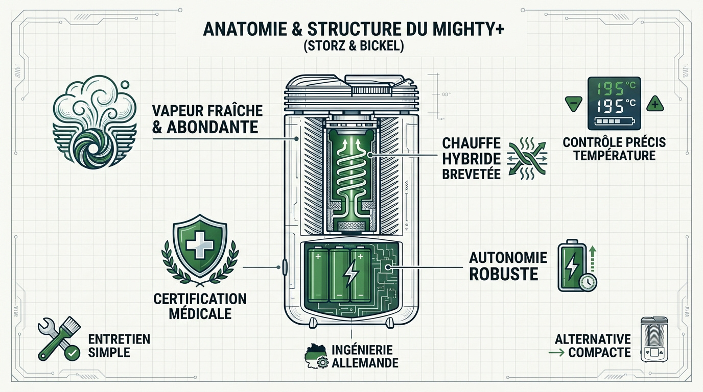 Anatomie et structure technique du vaporisateur Mighty+ de Storz & Bickel
