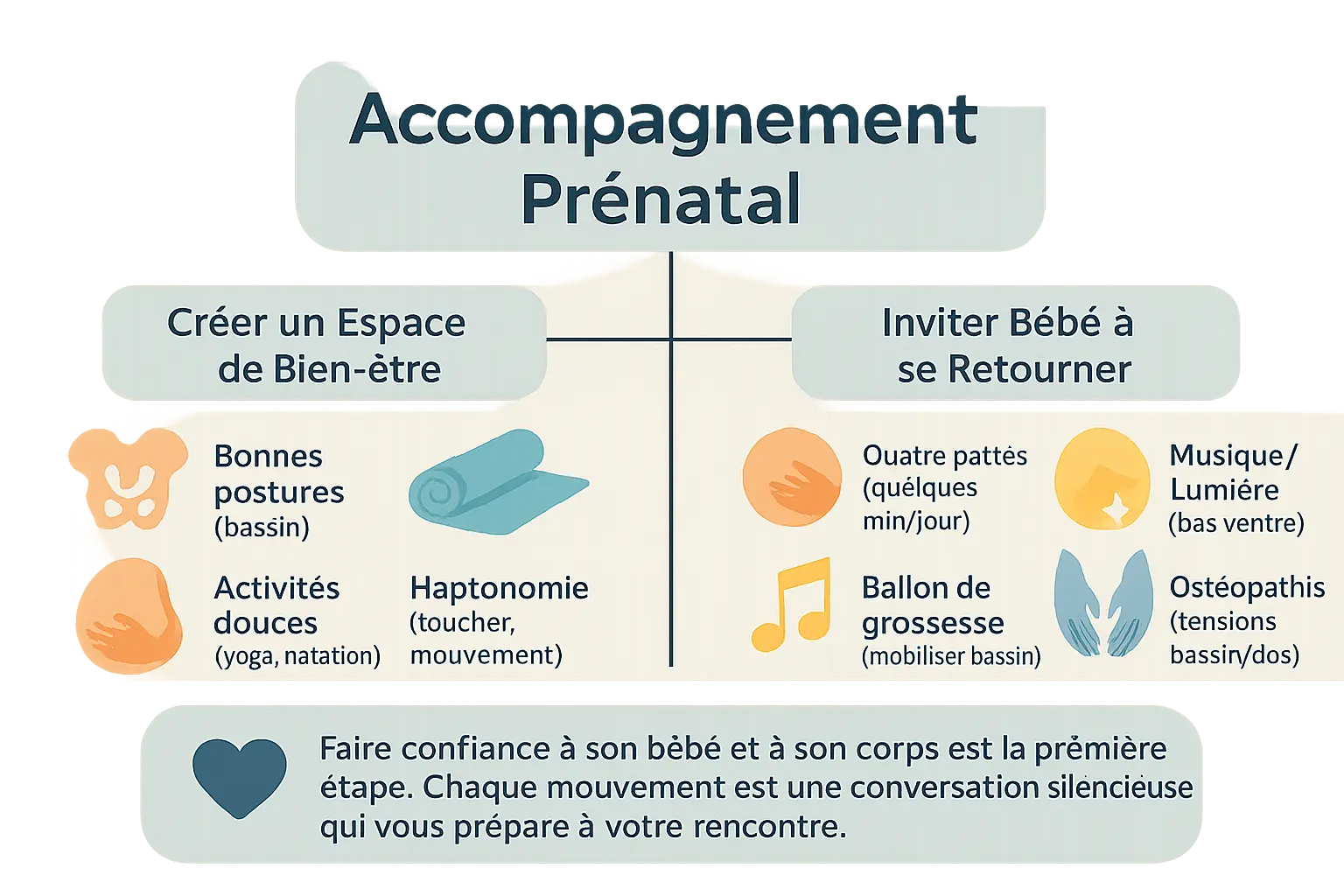 Illustration d'une future maman pratiquant des exercices doux durant sa grossesse