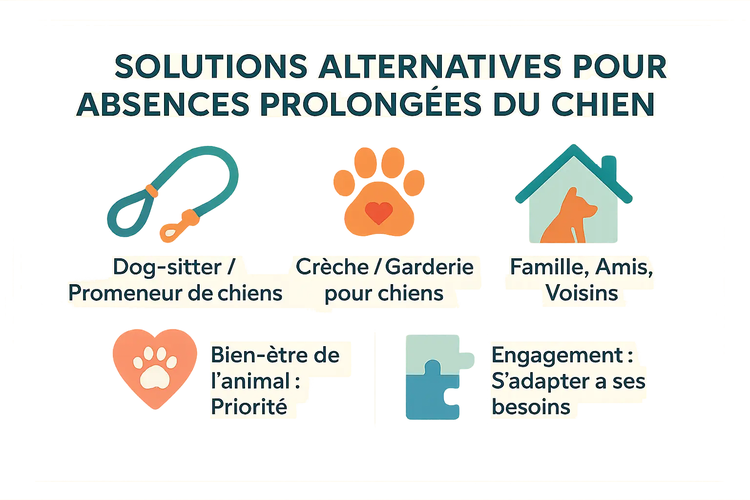 Illustration des solutions alternatives pour les absences prolongées des propriétaires de chiens