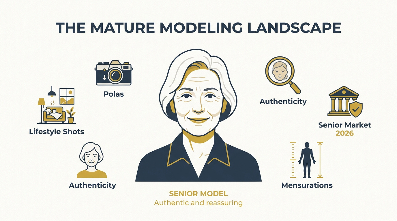 Portrait d'un mannequin senior authentique pour le marché publicitaire 2026