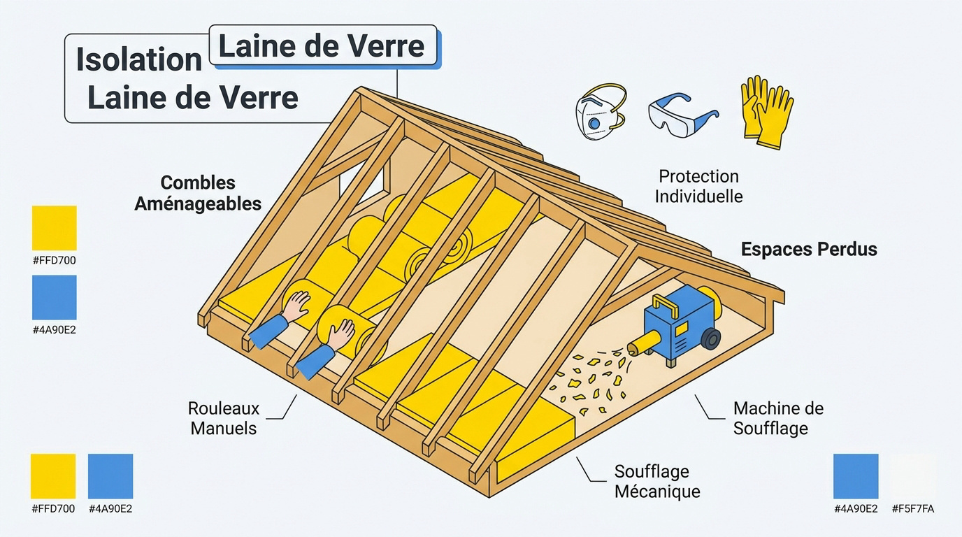 Protection pour pose de laine de verre
