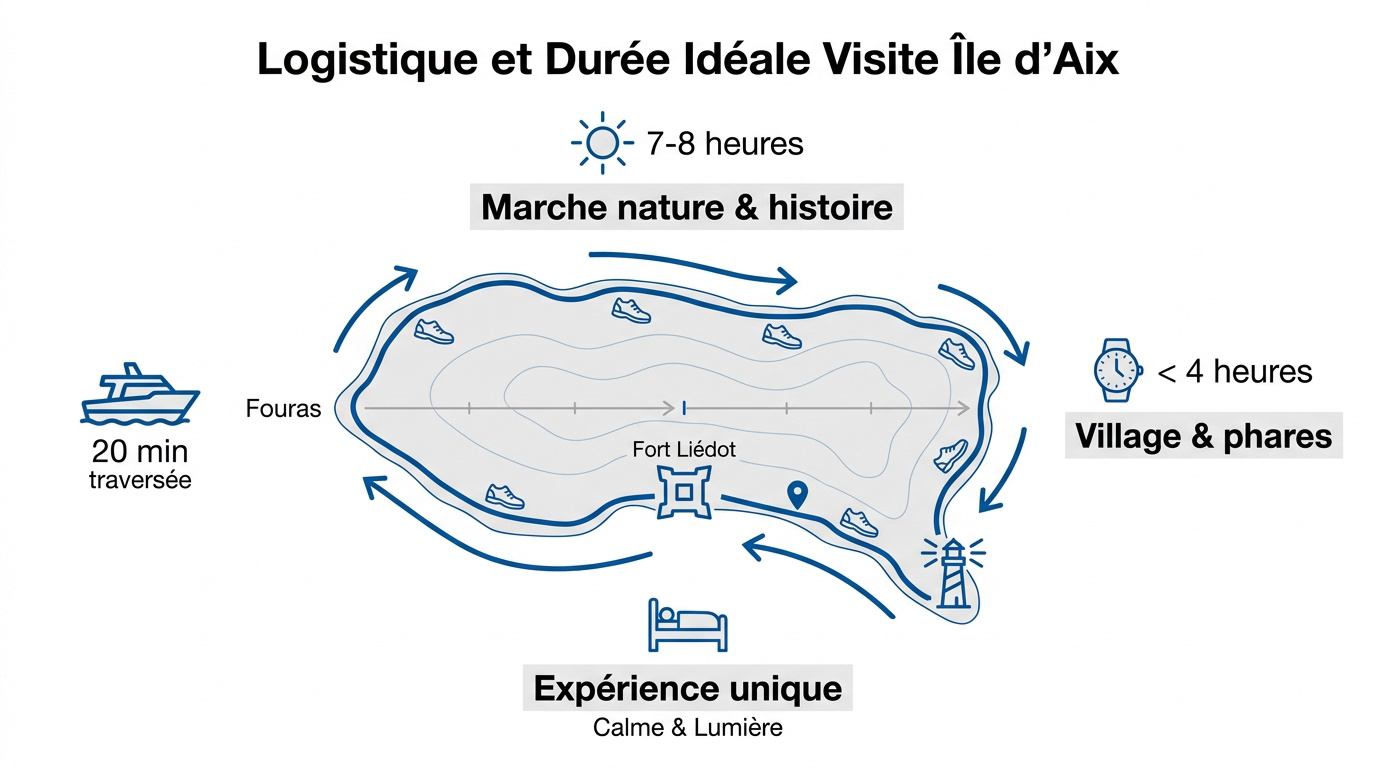 Vue panoramique du village fortifié de l'île d'Aix et ses phares jumeaux