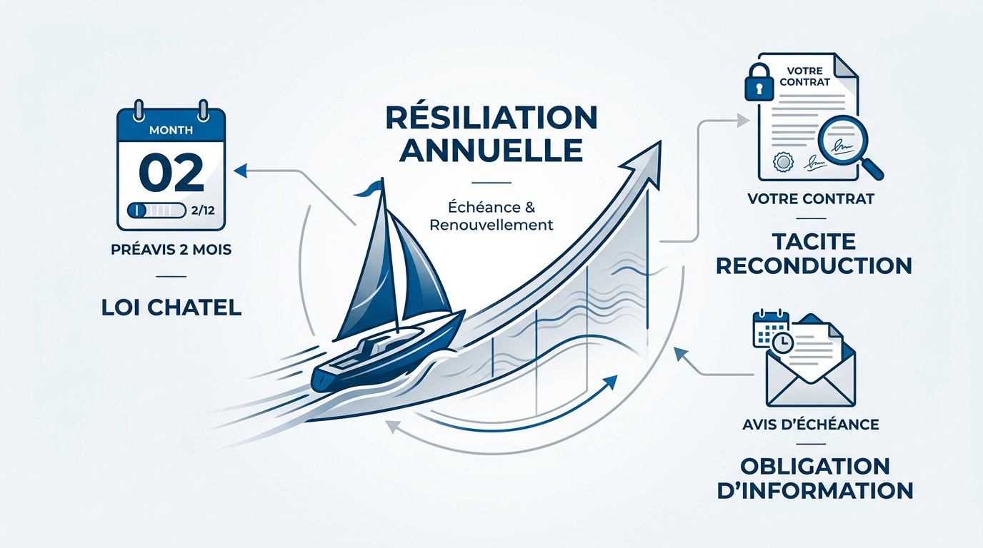 Calendrier et documents pour la résiliation annuelle d'une assurance bateau