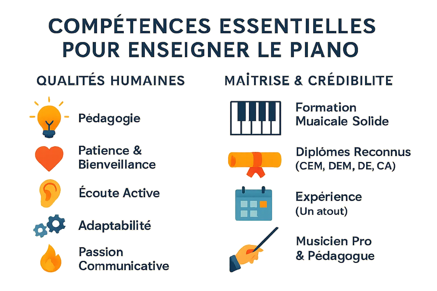 Compétences essentielles pour enseigner le piano