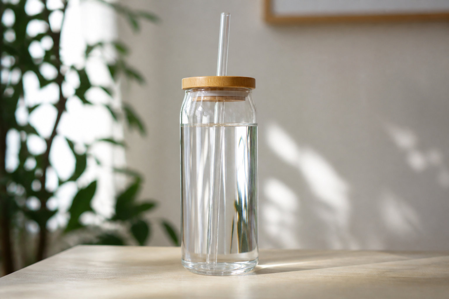 Gourde en verre avec paille, Élégante & saine