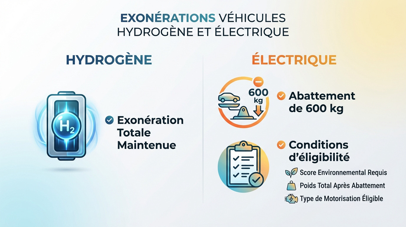 Exonérations fiscales pour véhicules électriques et hydrogène en 2026