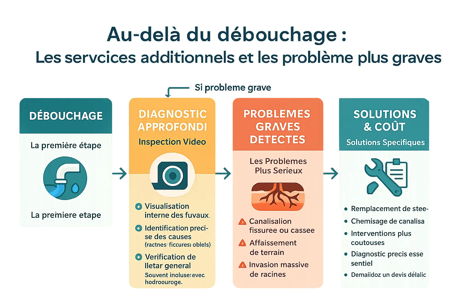 Illustration d'un plombier inspectant une canalisation avec une caméra