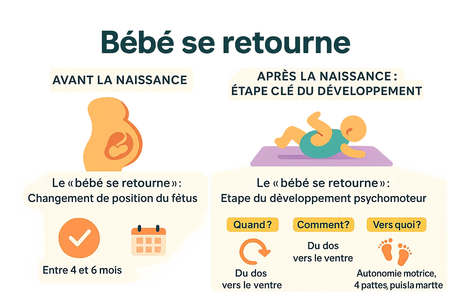Bébé sur un tapis d'éveil en <strong>position de retournement</strong>