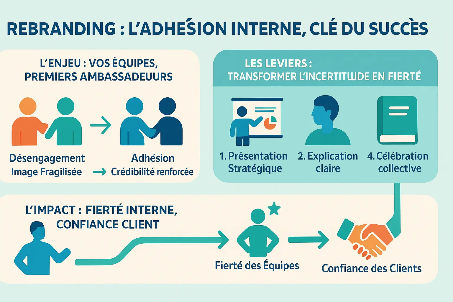 Illustration d'équipe collaborant lors d'un rebranding