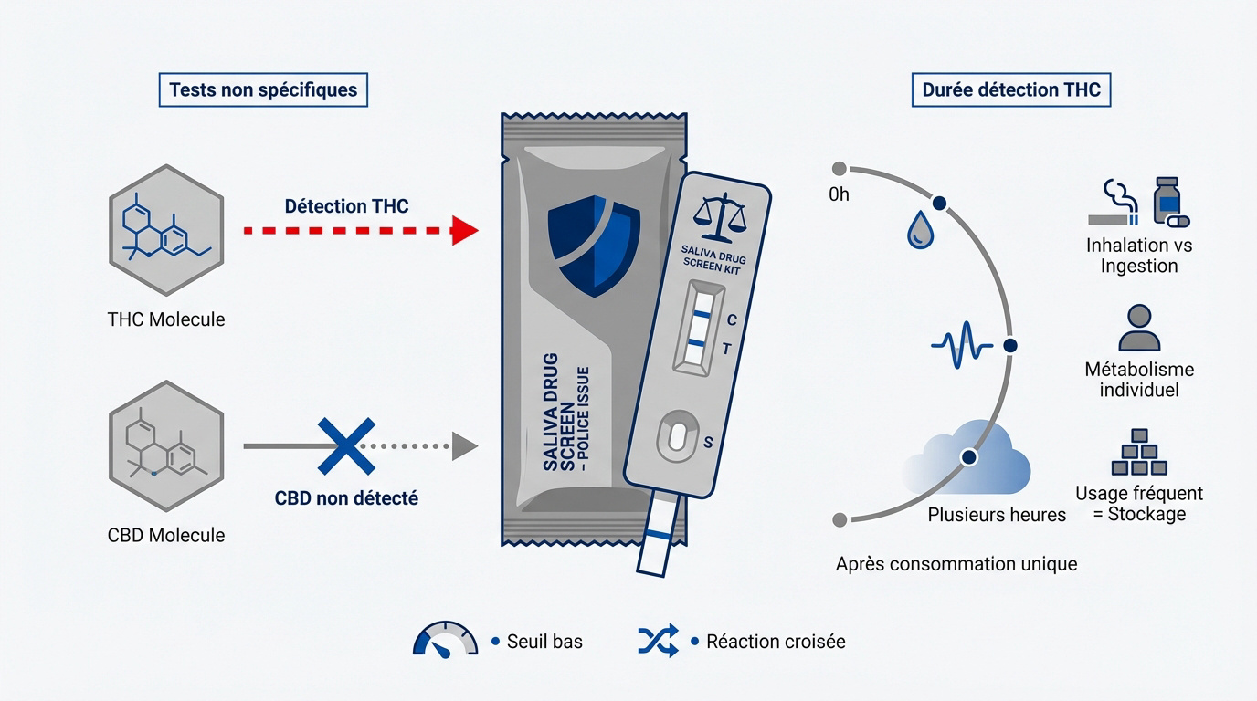 Contrôle routier et test de dépistage salivaire pour le THC