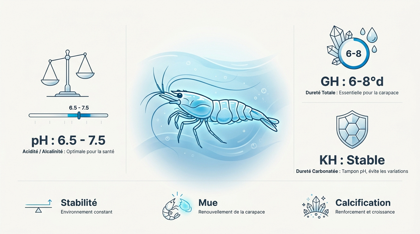 Paramètres de l'eau idéaux pour crevettes d'aquarium GH KH pH